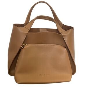 Melie Bianco Megan Recycled Vegan Tote Bag Tan with Pouch